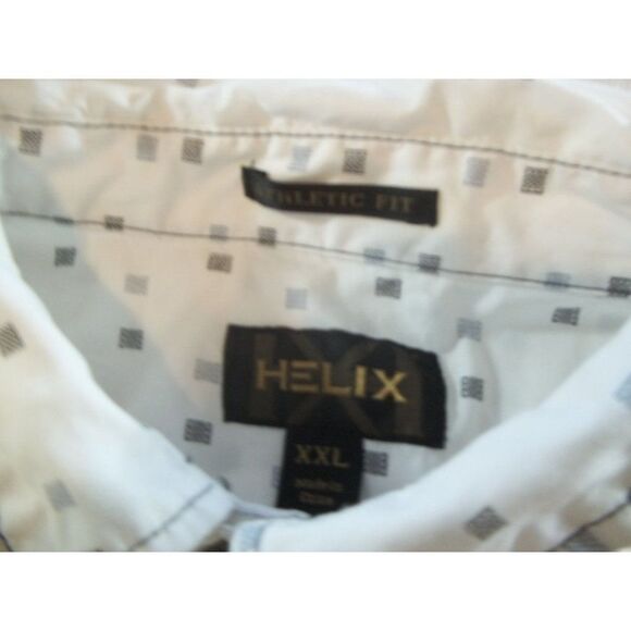 Helix Button Up Shirt Men Sz XXL‎ Athletic Fit White And Black Long Sleeve - Picture 2 of 6